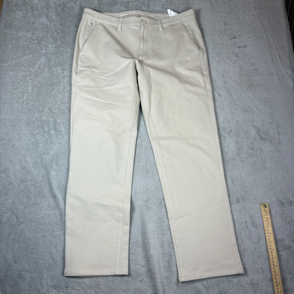 True Classic Pants Men 36x30‎ (Fits 38x30) Straight Leg Chino Tan Stretch